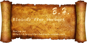Bleicöffer Herbert névjegykártya